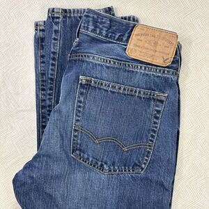 American Eagle Jeans Mens 30 x 33‎ Original Straight Dark Wash Blue Cotton Denim